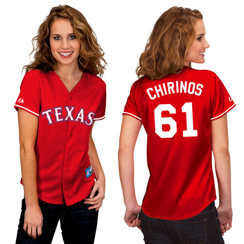 Robinson Chirinos #61 mlb Jersey-Texas Rangers Women's Authentic 2014 Alternate 1 Red Cool Base Baseball Jersey